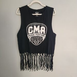 Nashville Country Music Festival 2016 Sleeveless Fringe Black Tee